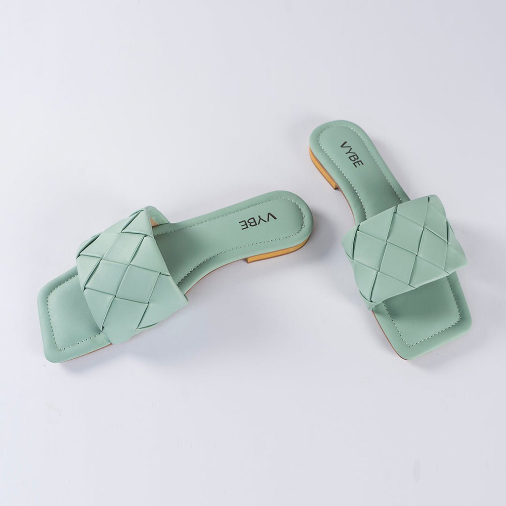 VYBE- Squar Weave Slide-Mint Green