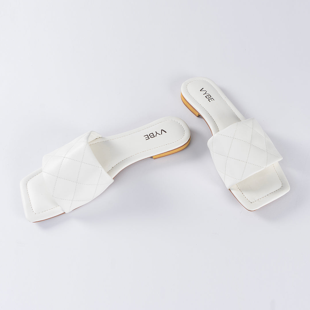 VYBE- Squar Stitch Slide-White