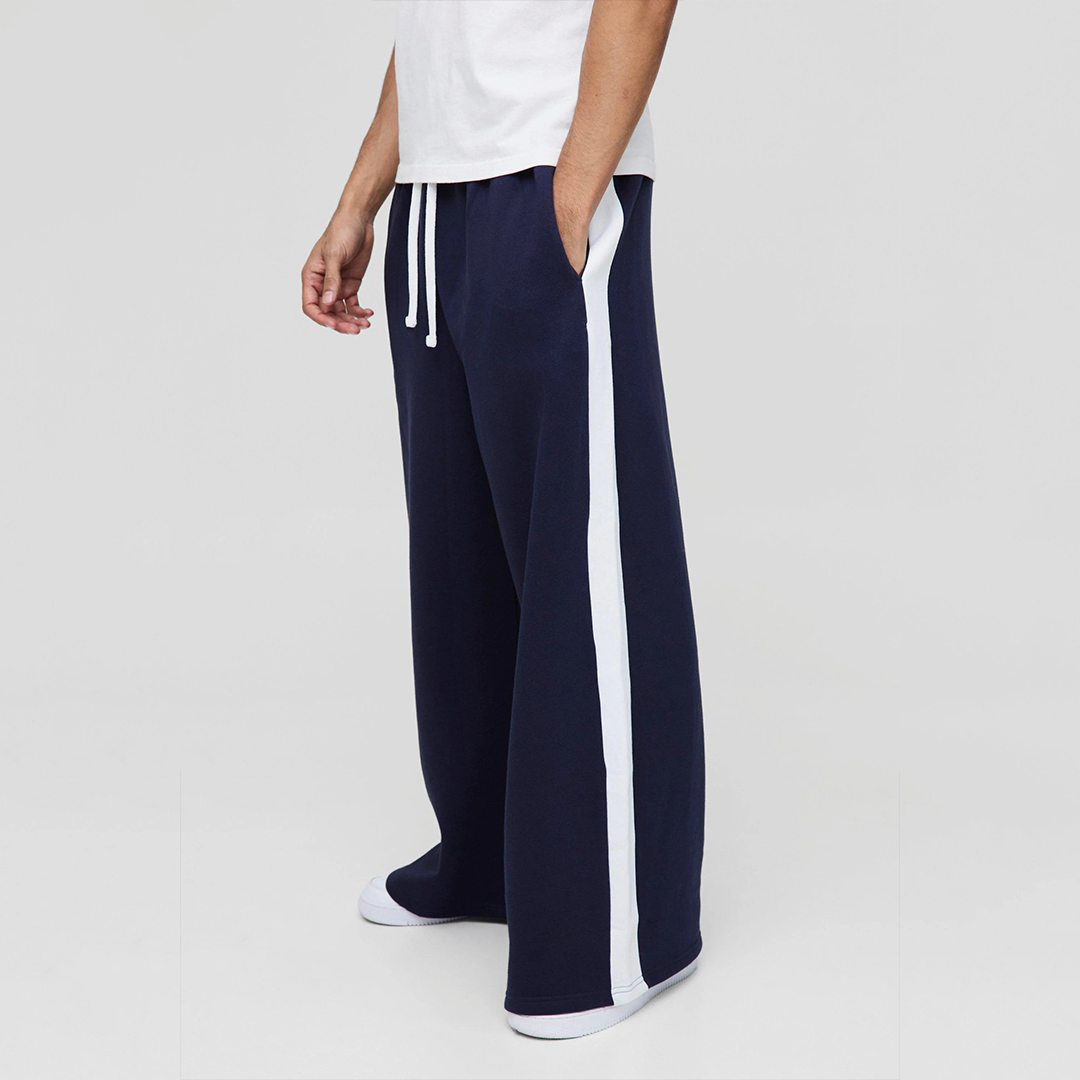 Vybe - Side Panel Wide Leg Trouser - Navyblue