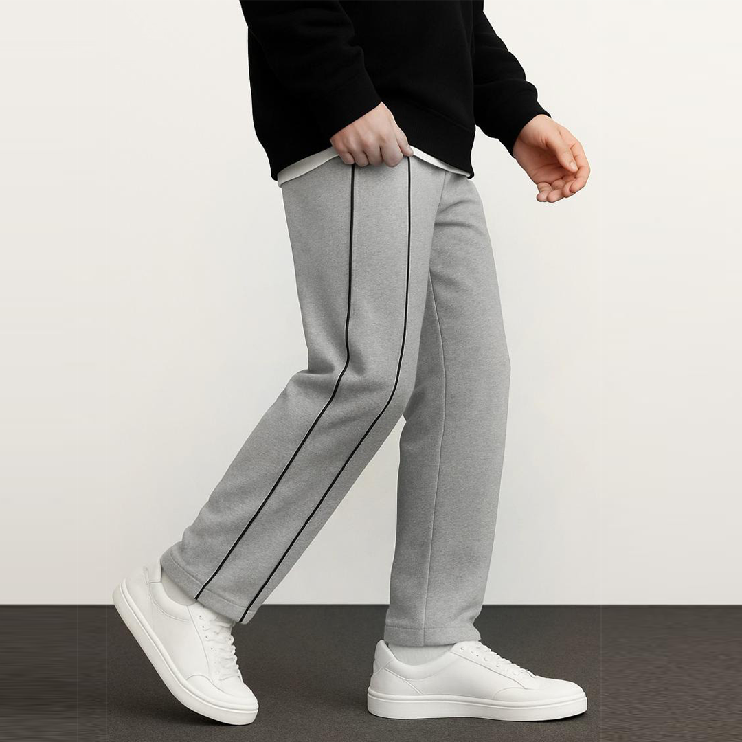 Vybe - Side Stripe Wide Leg Trouser - Grey