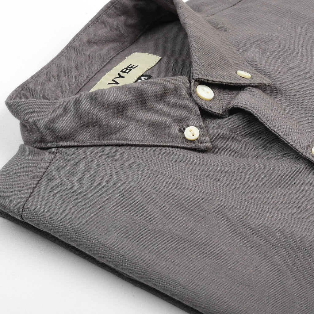 VYBE - Casual Solid Shirts- Dark Grey