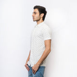 VYBE-Casual Shirt Half Sleeve-White Black Prnt