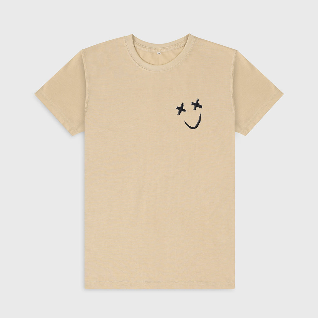 VYBE - Smiley Crew Neck Tee- Beige