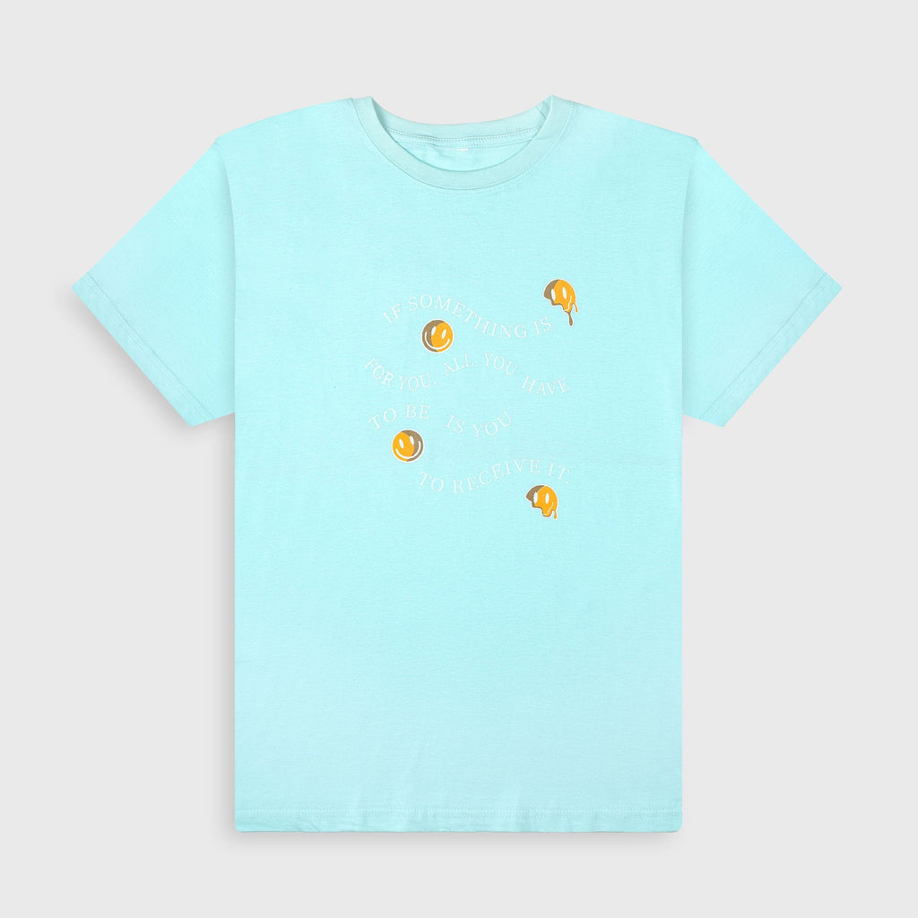 VYBE- Happy Crew Neck Tee- Light Blue