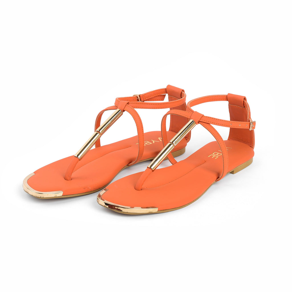 VYBE - METAL THRONE STRAP SANDAL- ORANGE