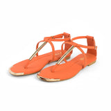 VYBE - METAL THRONE STRAP SANDAL- ORANGE