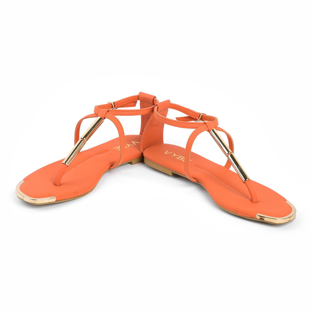 VYBE - METAL THRONE STRAP SANDAL- ORANGE