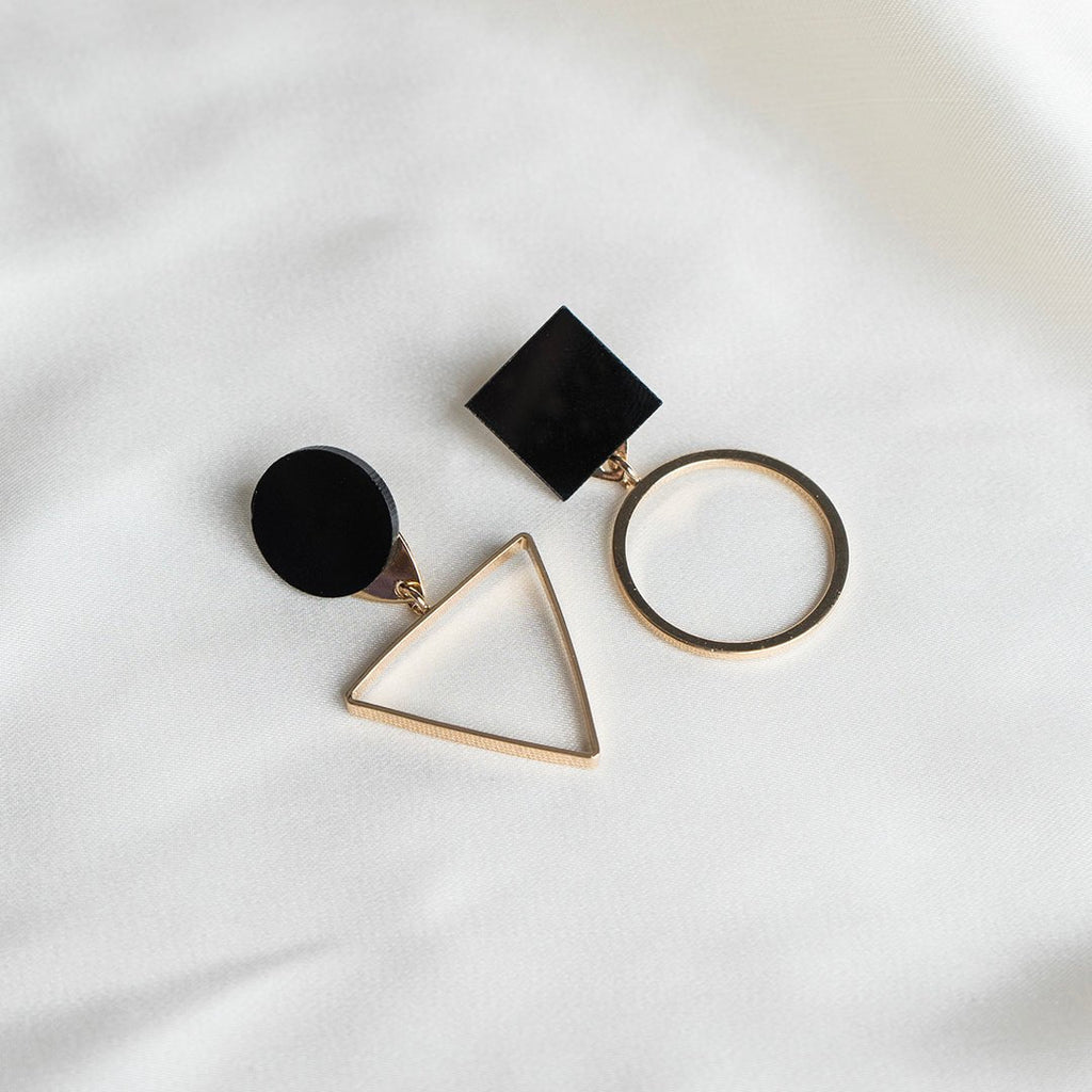 VYBE- 1pair Geometric Charm Mismatched Drop Earrings