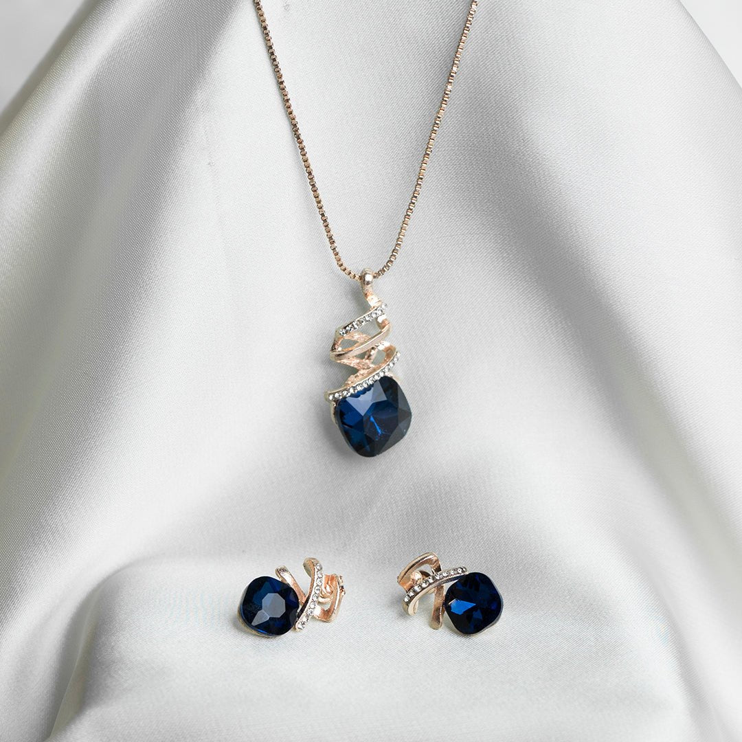 VYBE- 1pc Rhinestone Decor Necklace & 1pair Stud Earrings