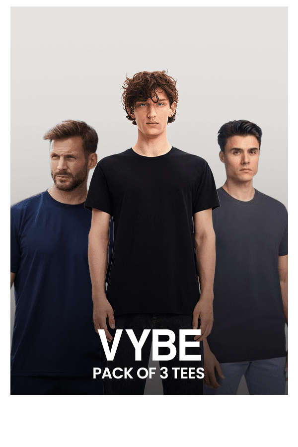 VYBE- Pack of 3 T-shirts  (Blue, Maroon, Charcoal )