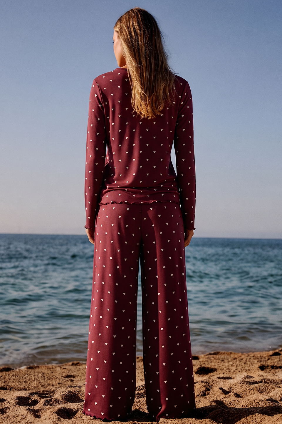 Vybe - Ivory Dream Set (Heart Printed) - Maroon