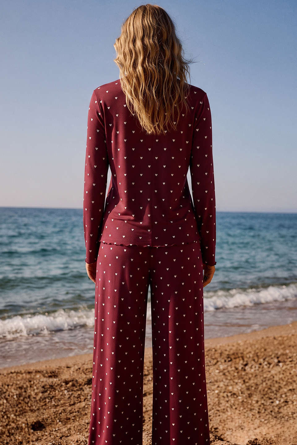 Vybe - Ivory Dream Set (Heart Printed) - Maroon