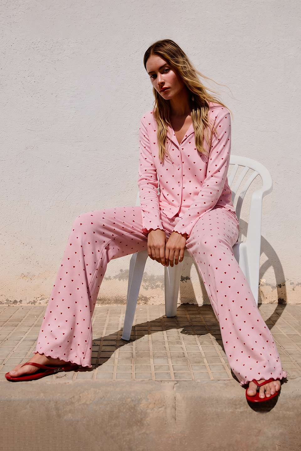 Vybe - Ivory Dream Set (Heart Printed) - Nude Pink