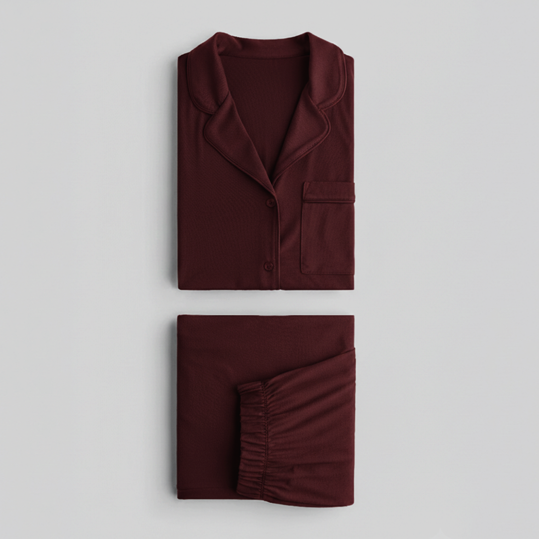 Cloud Pajama Set - Mehroon