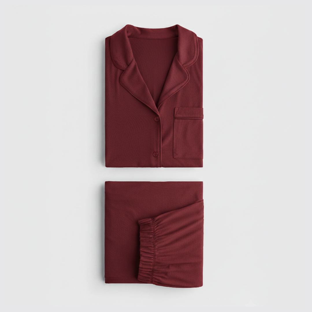 Cloud Pajama Set - Deep Red