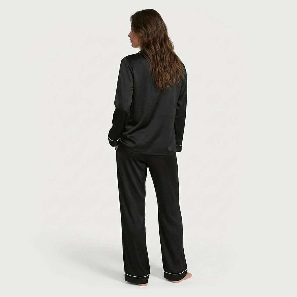 Vybe - Premium Silk Pajama Suit - Black
