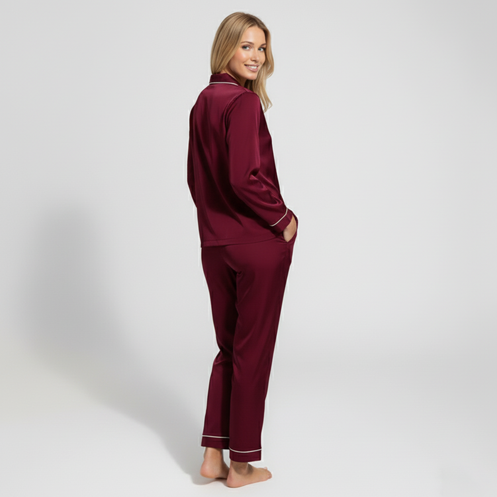 Vybe - Premium Silk Pajama Suit - Maroon