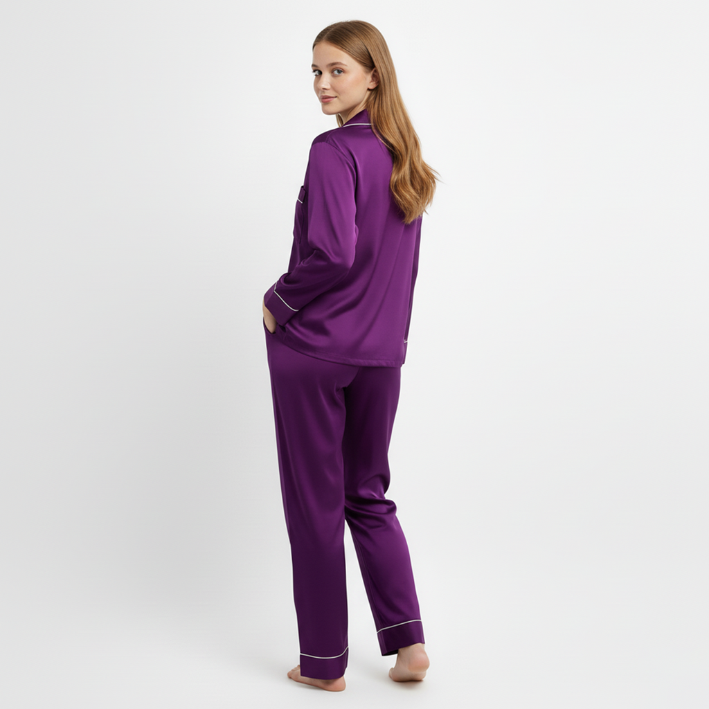 Vybe - Premium Silk Pajama Suit - Purple