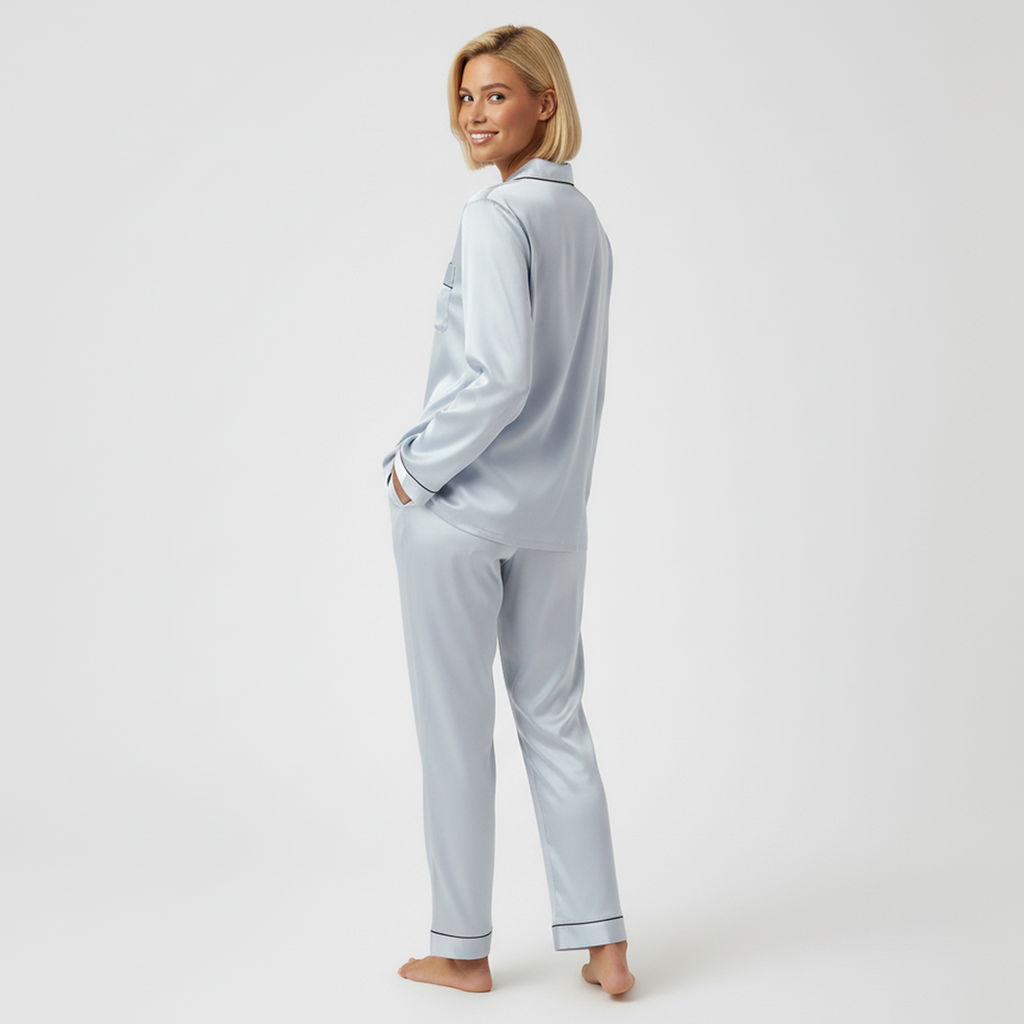 Vybe - Premium Silk Pajama Suit - Grey