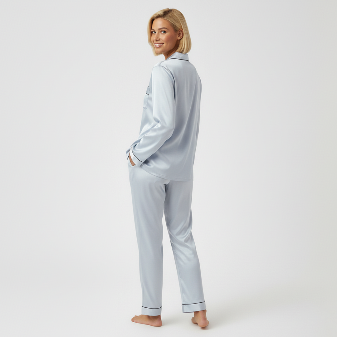 Vybe - Premium Silk Pajama Suit - Grey