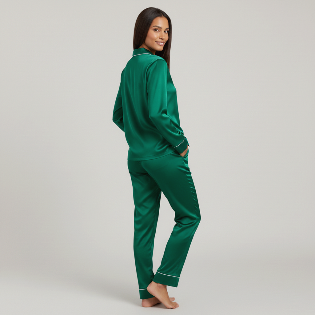 Vybe - Premium Silk Pajama Suit - Green