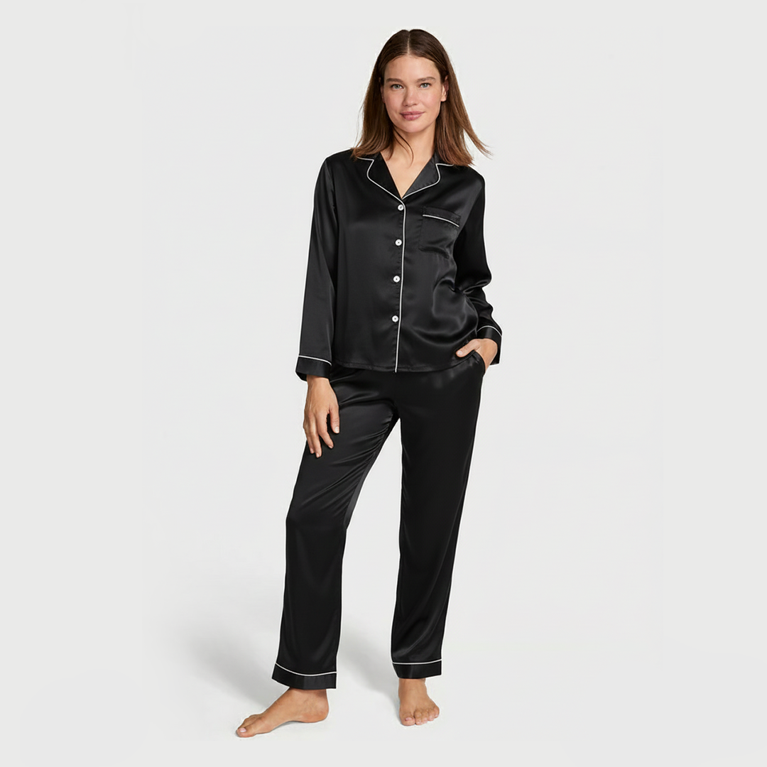 Vybe - Premium Silk Pajama Suit - Black