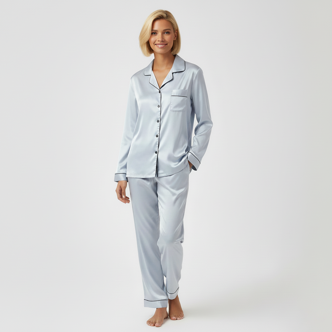 Vybe - Premium Silk Pajama Suit - Grey
