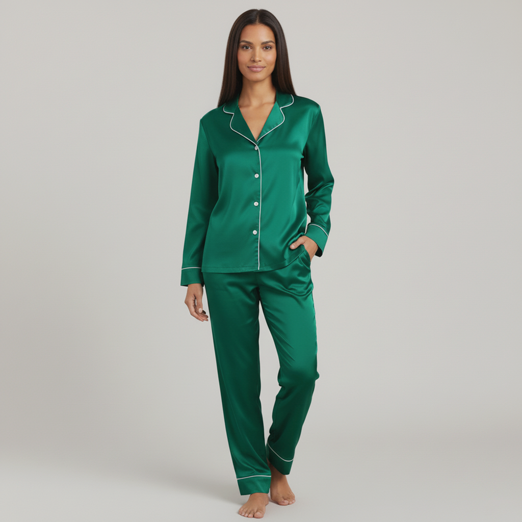 Vybe - Premium Silk Pajama Suit - Green
