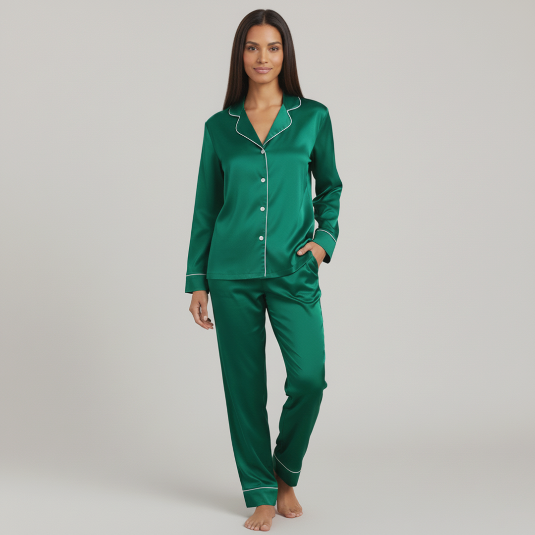 Vybe - Premium Silk Pajama Suit - Green