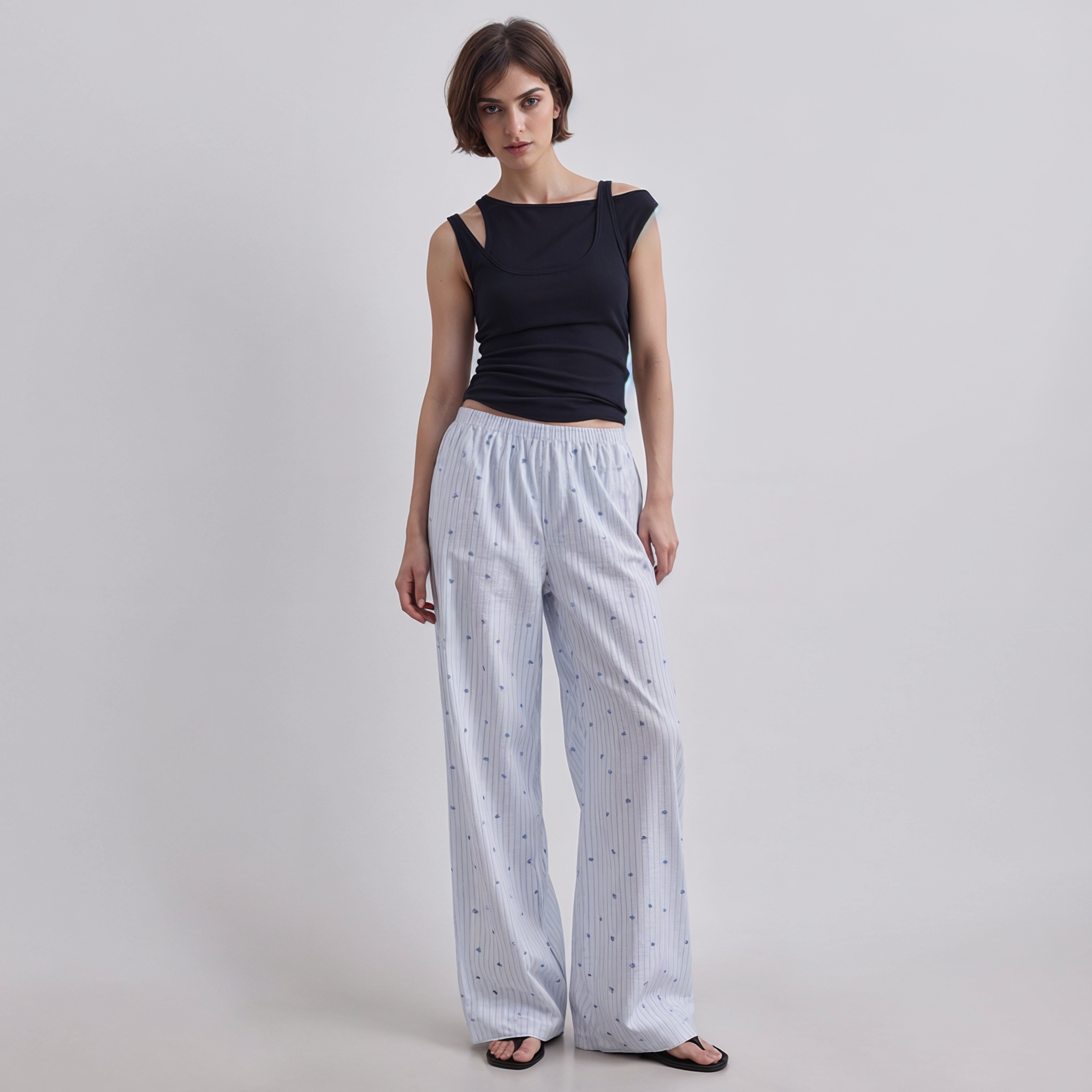Vybe - The Everyday Trouser - Blue Ditsy