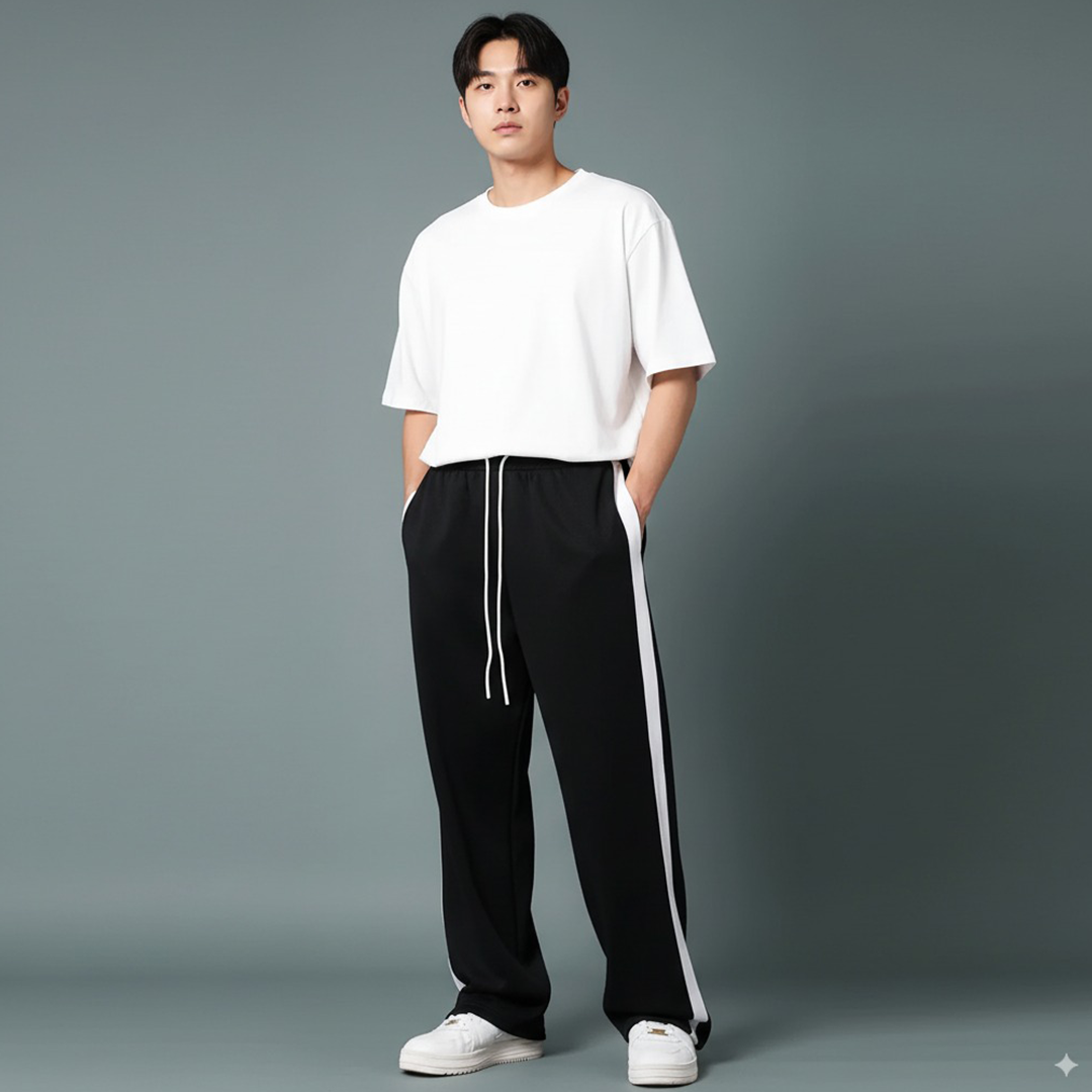 Vybe - Side Panel Wide Leg Trouser - Black