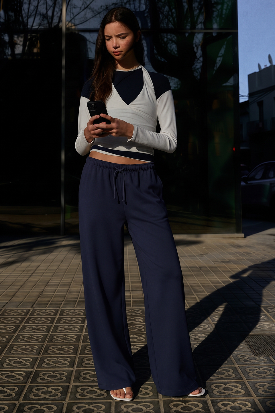 Vybe - Wide Pull-On Trouser | Navy Blue