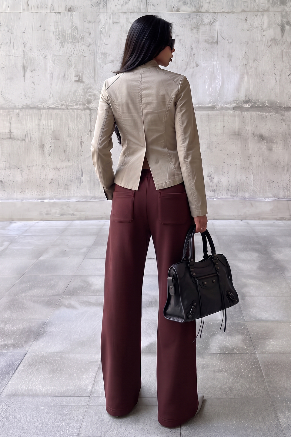 Vybe - Wide Pull-On Trouser | Burgundy