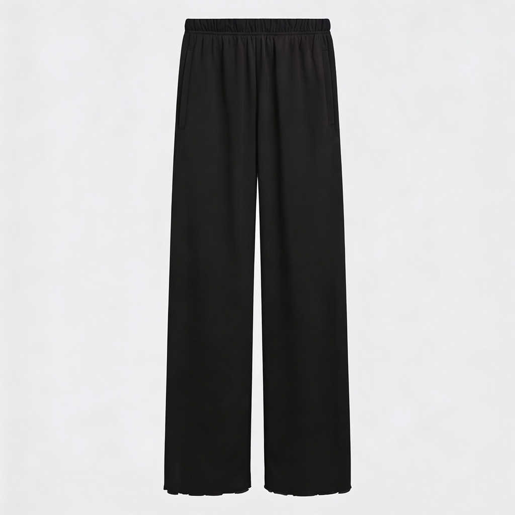 Vybe - Women Wide-leg Trouser With Scalloped Edge - Black