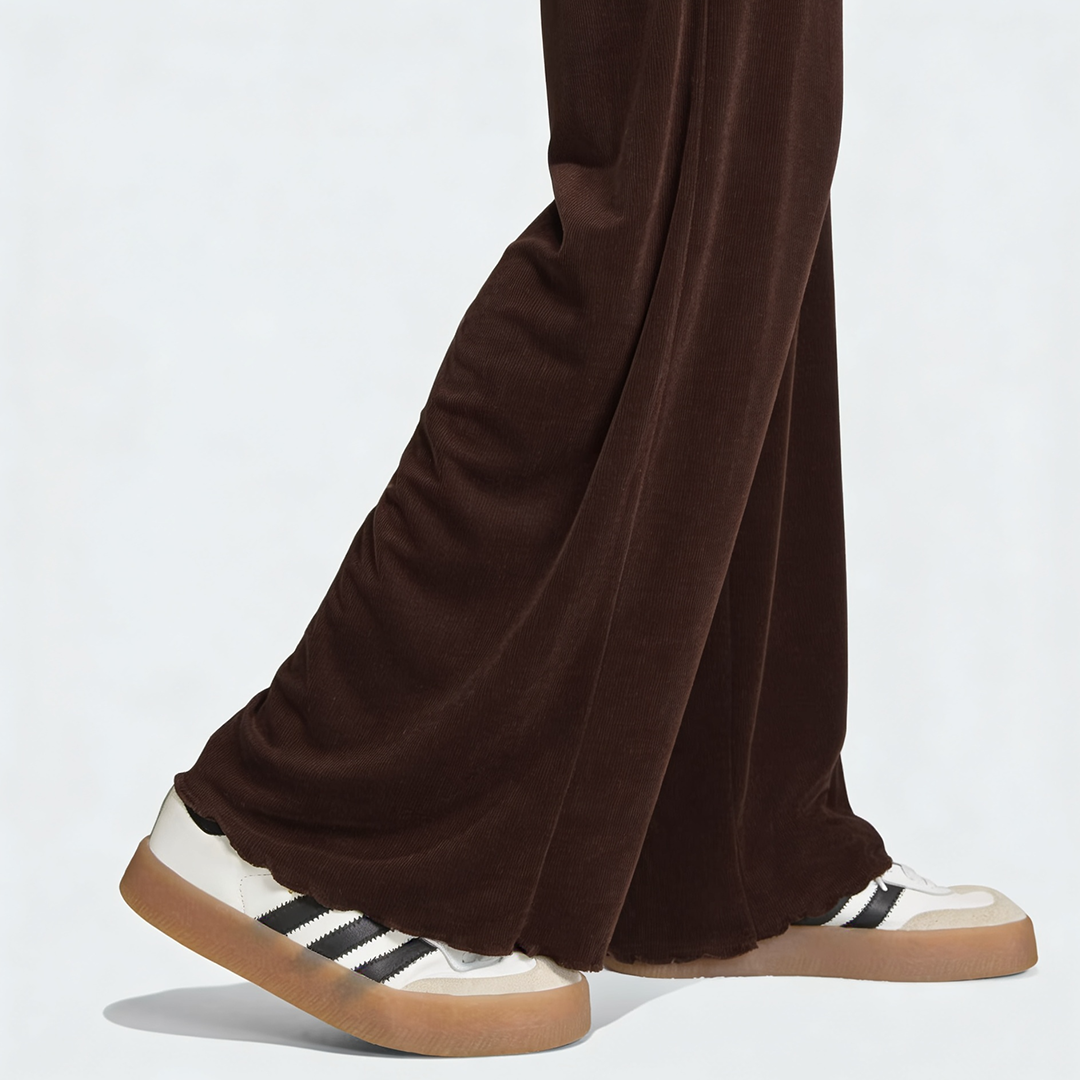 Vybe - Women Wide-leg Trouser With Scalloped Edge - Mocha