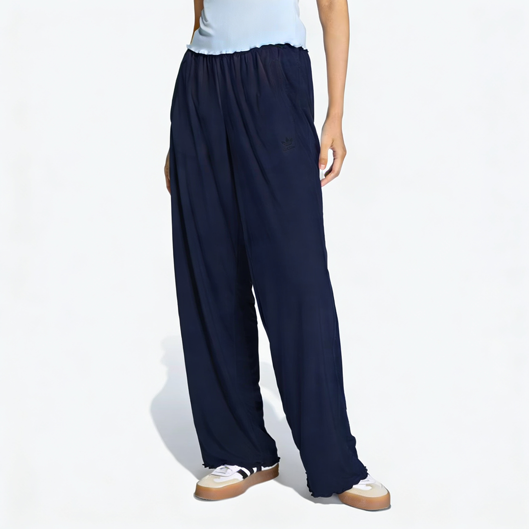 Vybe - Women Wide-leg Trouser With Scalloped Edge - Navy Blue