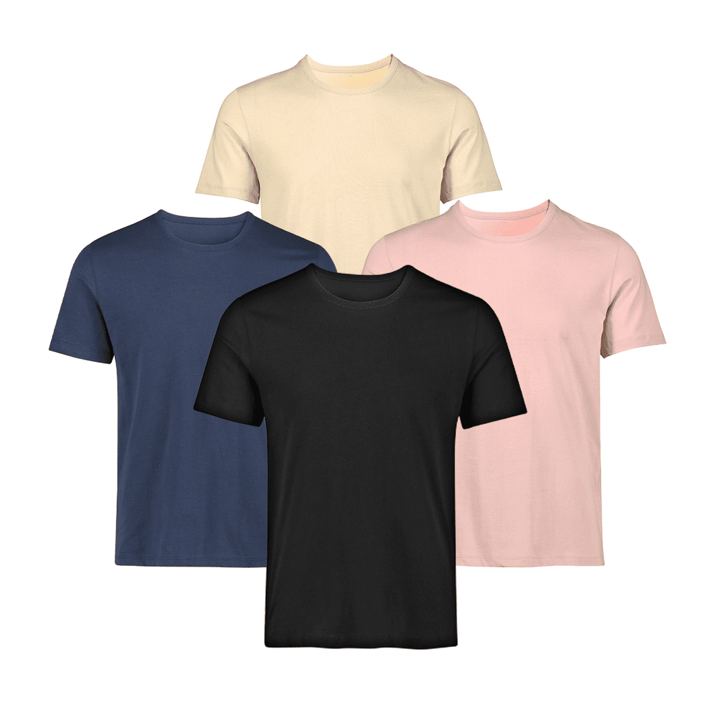 VYBE- Pack of 4 T-shirts  (Black, Charcoal, Cream, light pink )