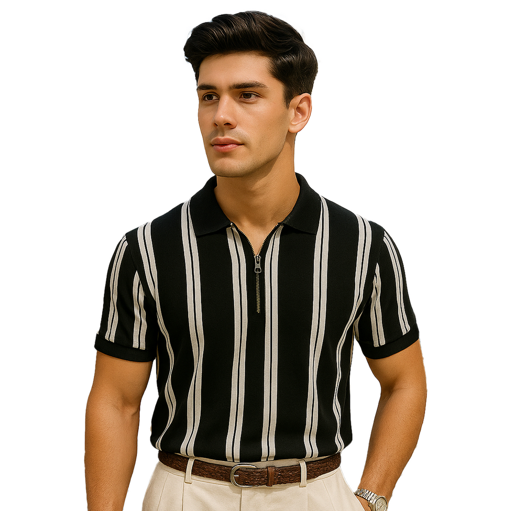 Vybe - Quarter Zipper Polo - Black