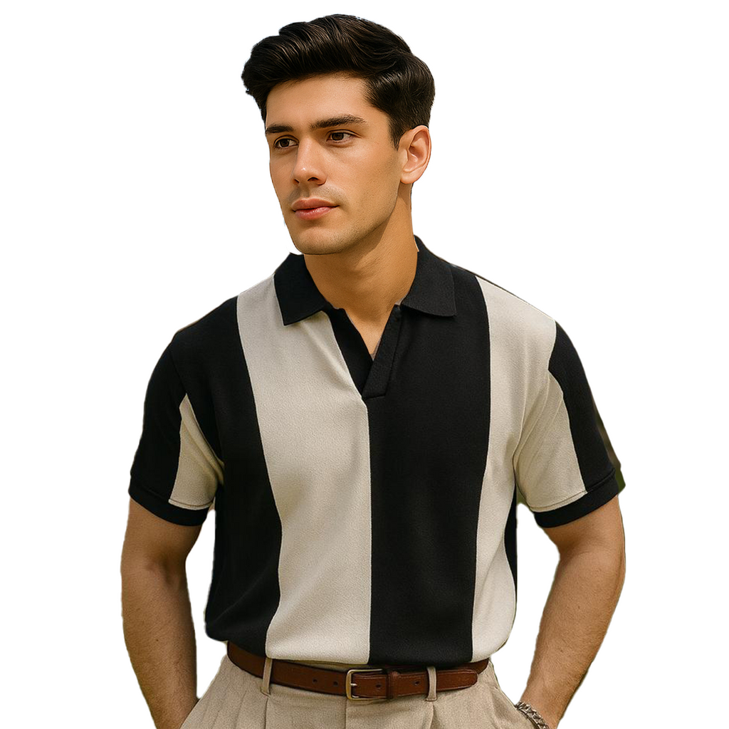 Vybe - Vintage Johnny Collar Polo - Black