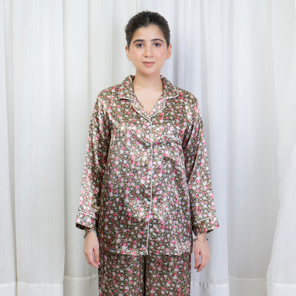VYBE - PJ SET (Floral Print Brown)