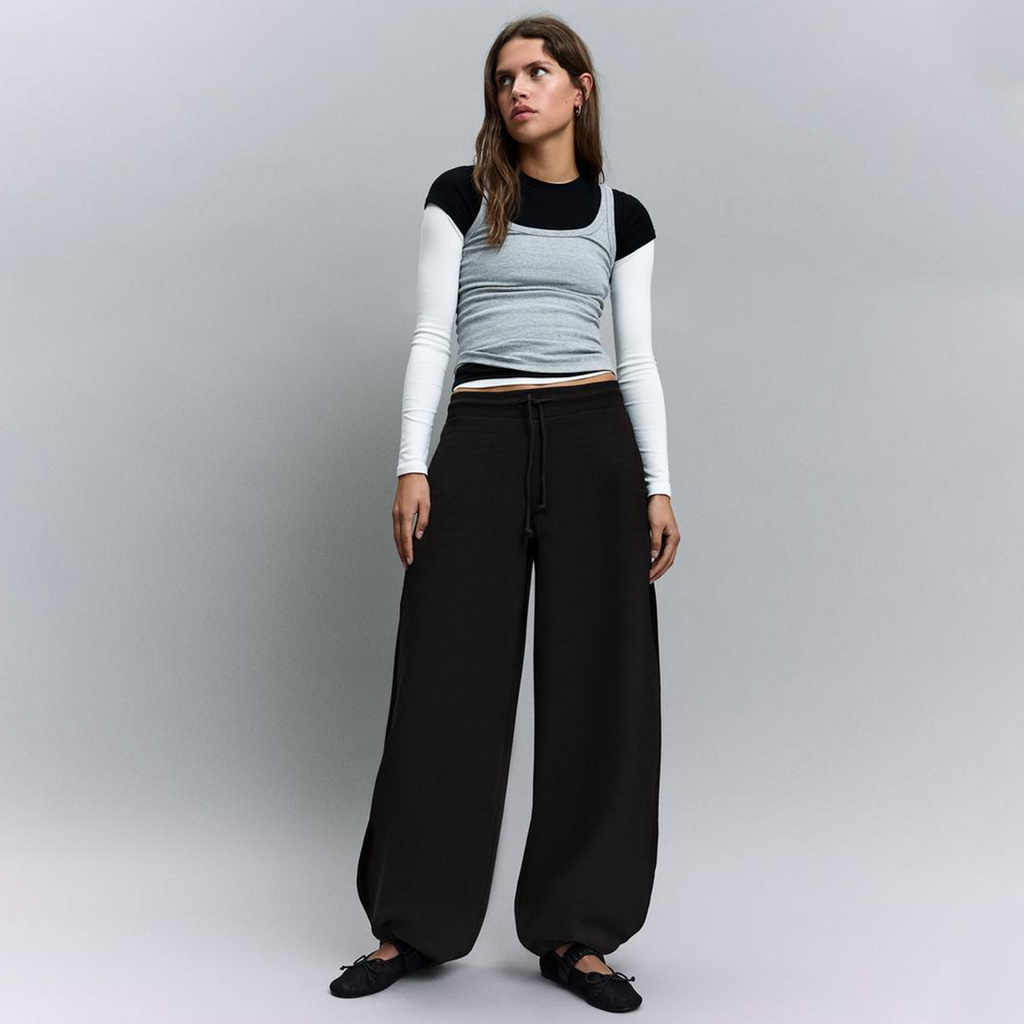 Vybe - Women Wide-leg Trouser With Adjustable Hem - Black