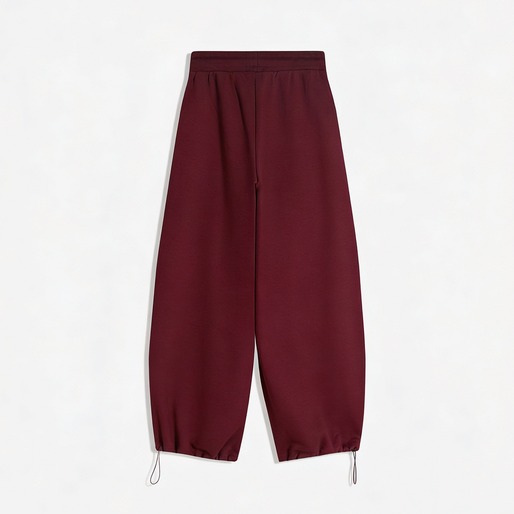Vybe - Women Wide-leg Trouser With Adjustable Hem - Maroon