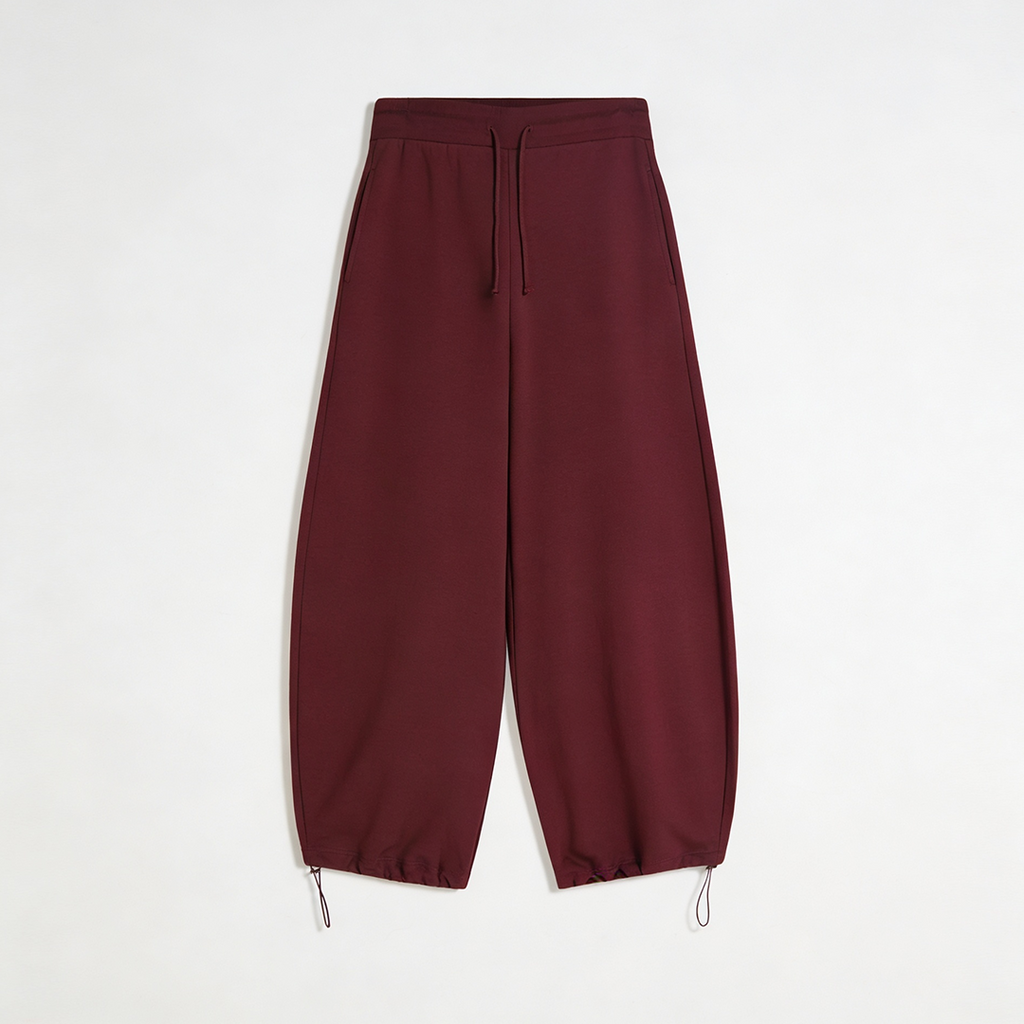 Vybe - Women Wide-leg Trouser With Adjustable Hem - Maroon