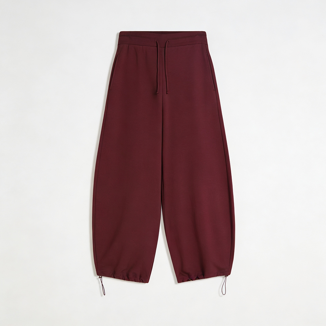 Vybe - Women Wide-leg Trouser With Adjustable Hem - Maroon