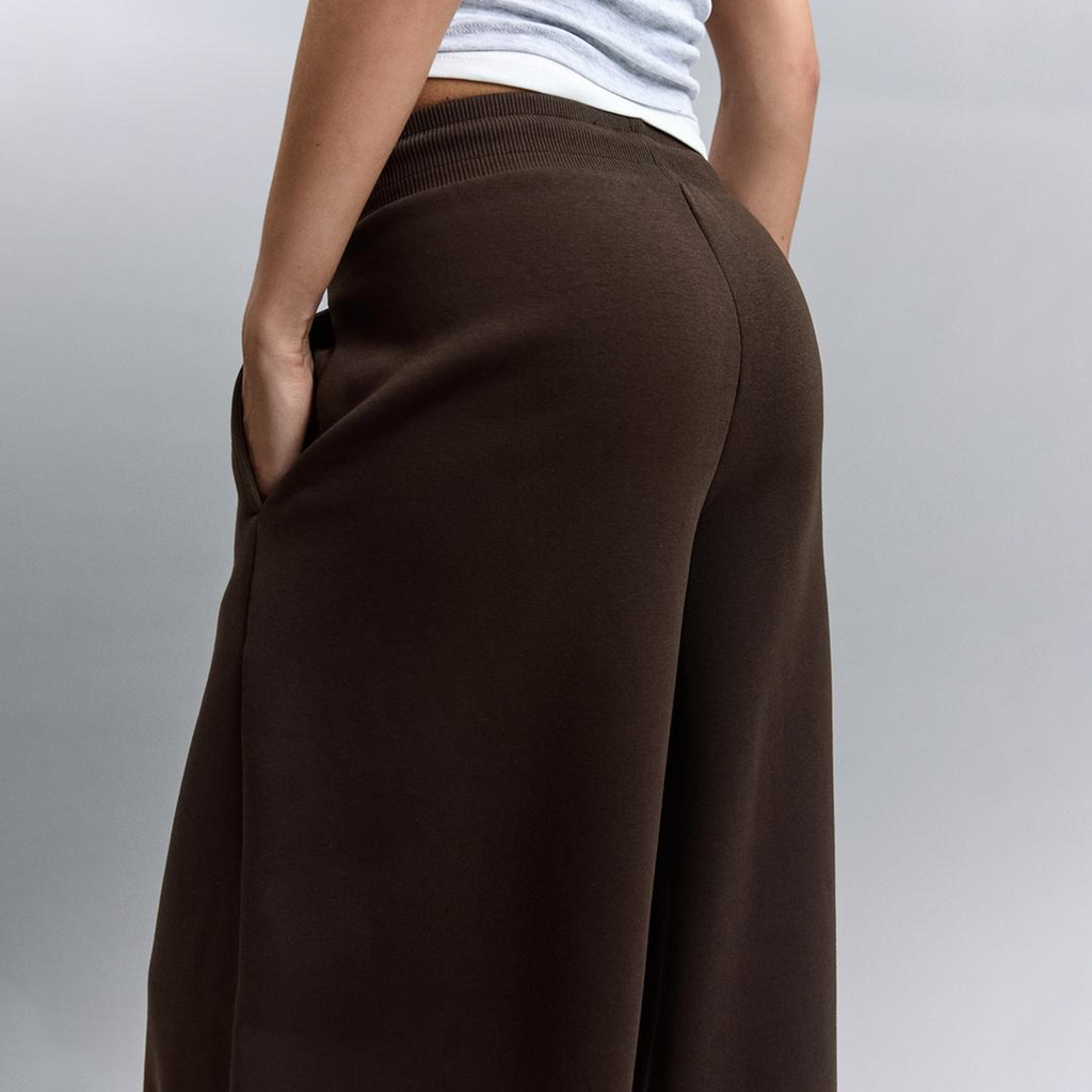Vybe - Women Wide-leg Trouser With Adjustable Hem - Mocha