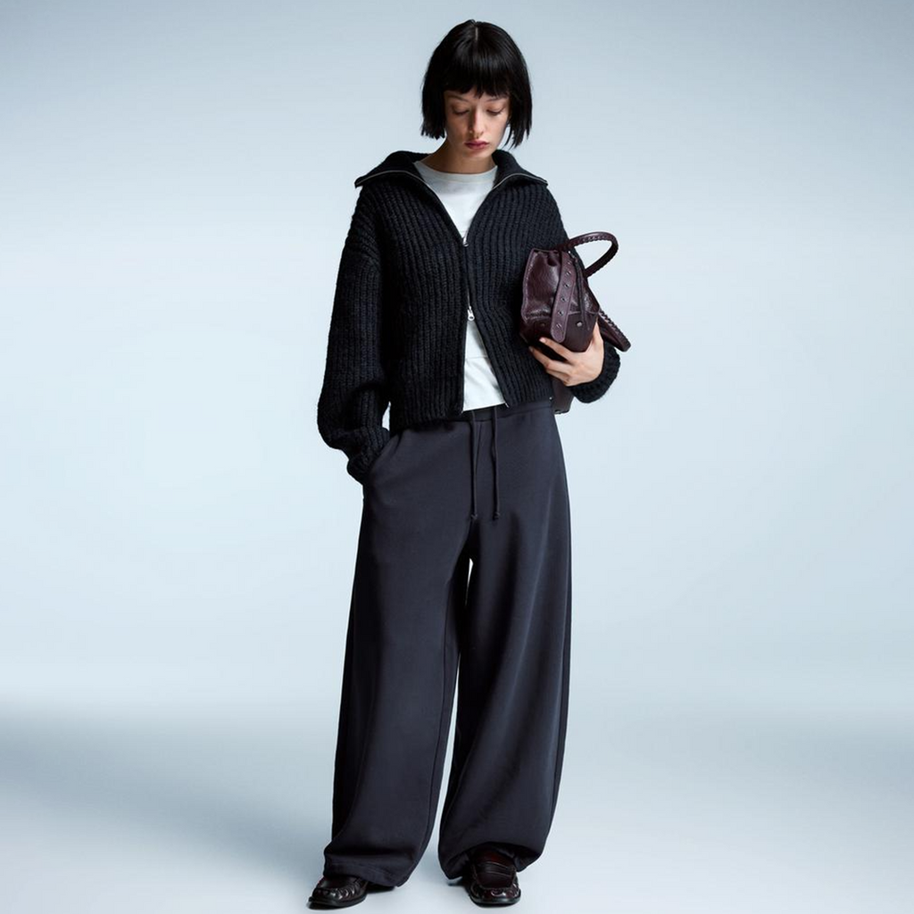 Vybe - Women Wide-leg Trouser With Adjustable Hem - Navy Blue