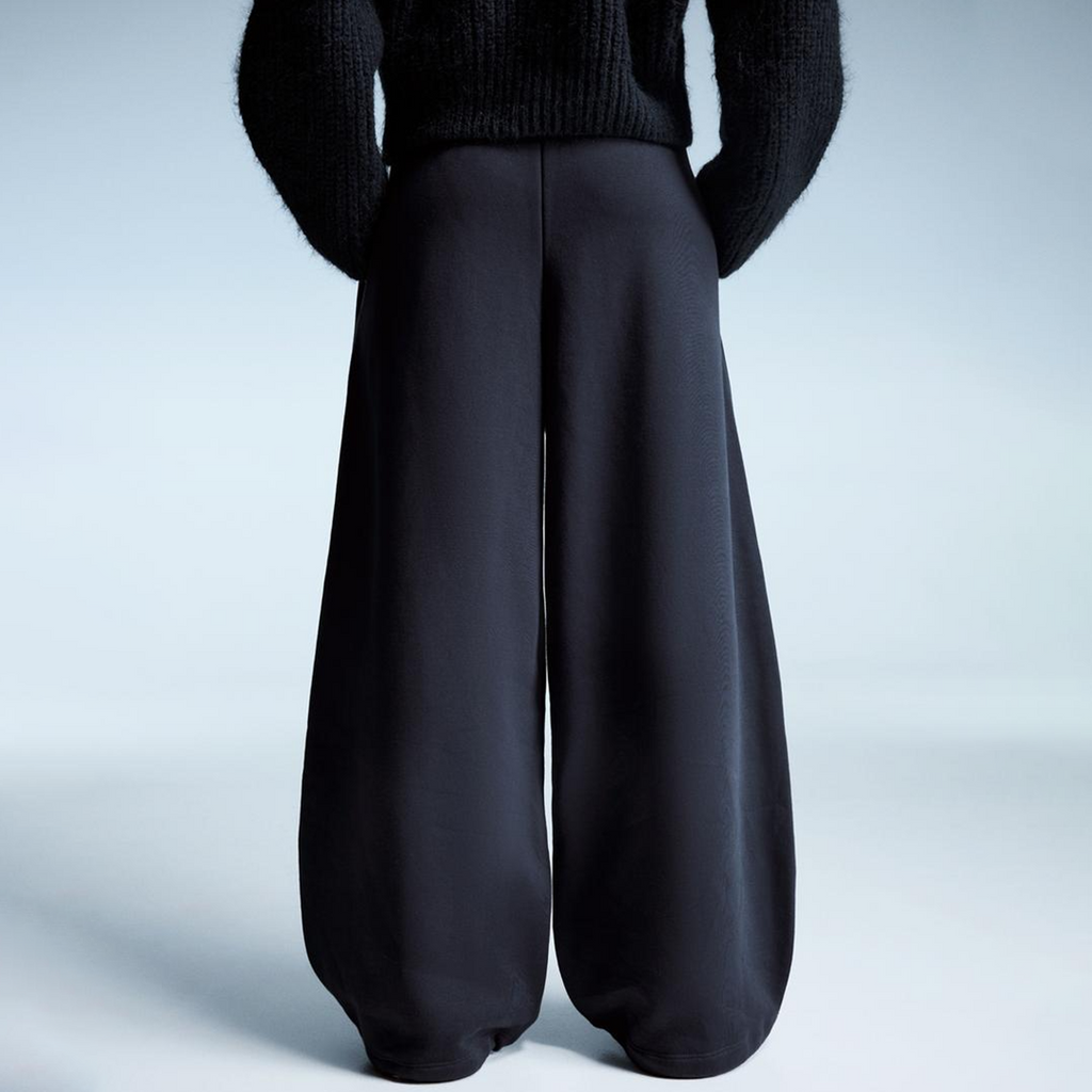 Vybe - Women Wide-leg Trouser With Adjustable Hem - Navy Blue