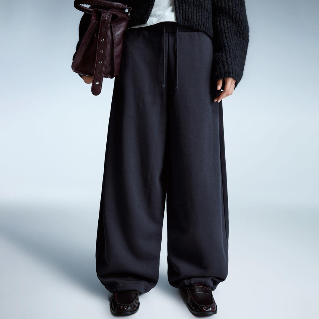 Vybe - Women Wide-leg Trouser With Adjustable Hem - Navy Blue