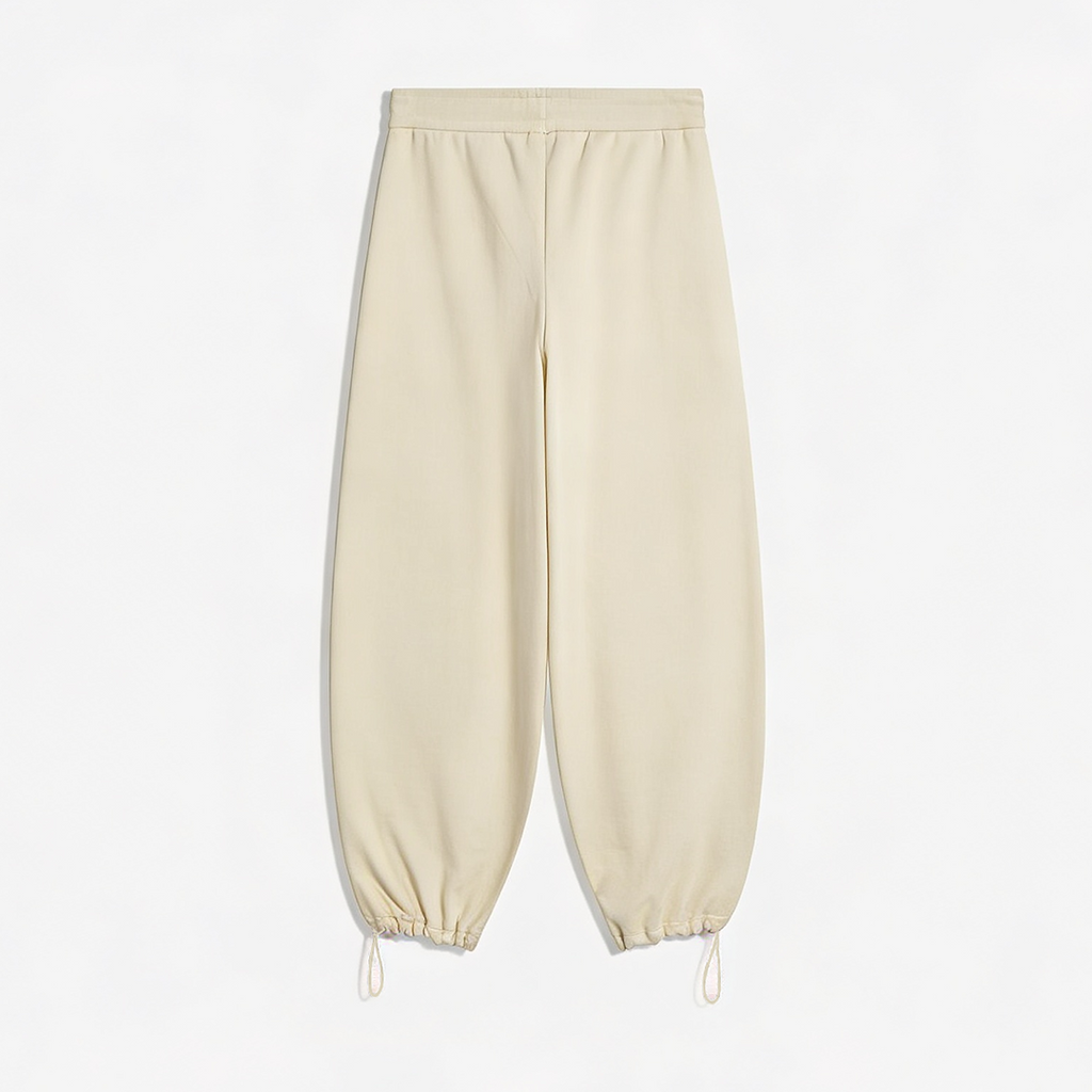 Vybe - Women Wide-leg Trouser With Adjustable Hem - Oat Milk