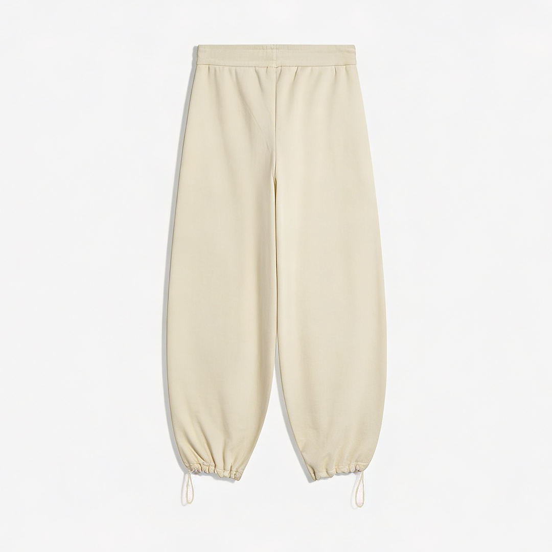 Vybe - Women Wide-leg Trouser With Adjustable Hem - Oat Milk